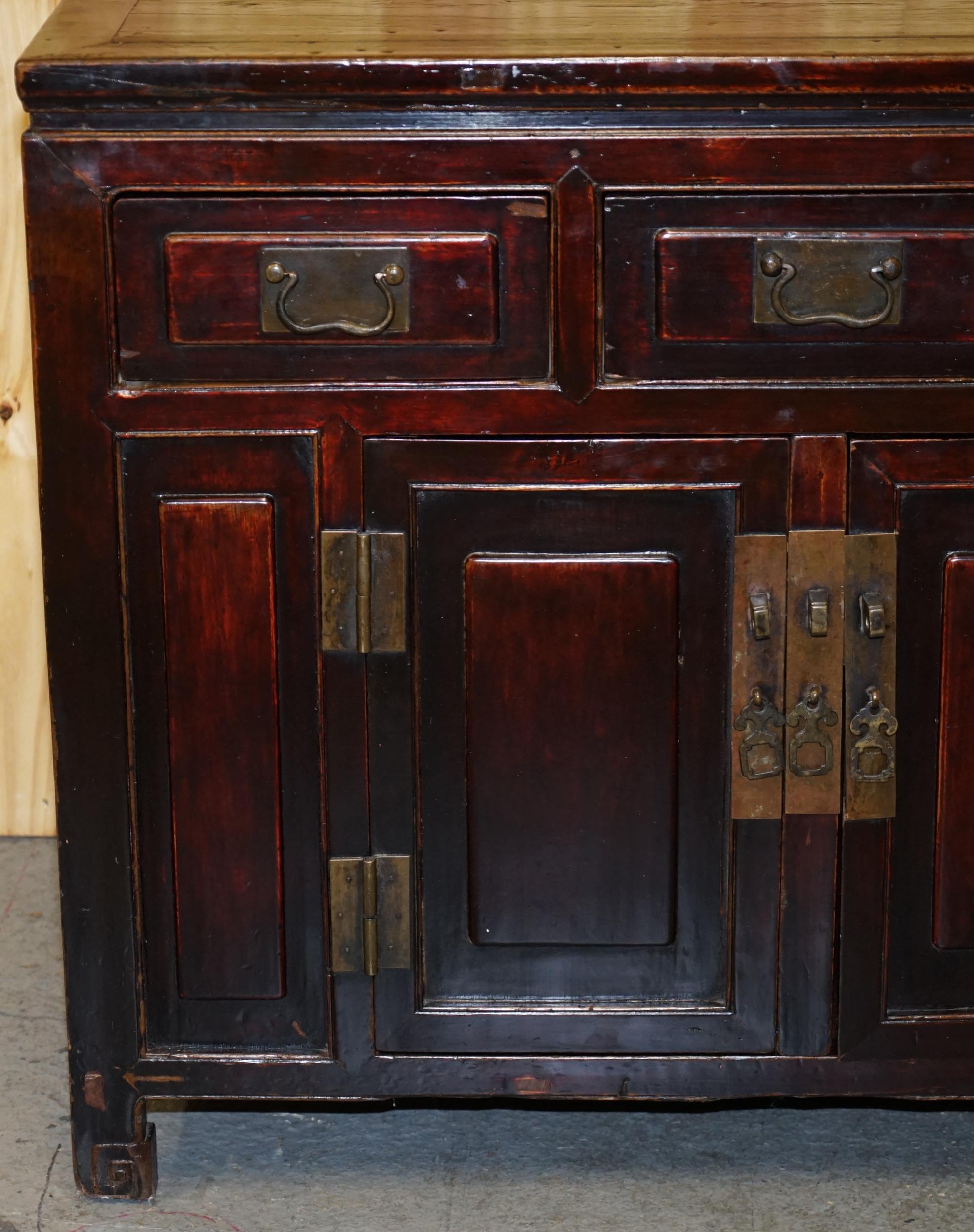 19th Century Vintage Chinese Cabinet Cupboard Sideboard Lacquered Carved and Detailed Piece