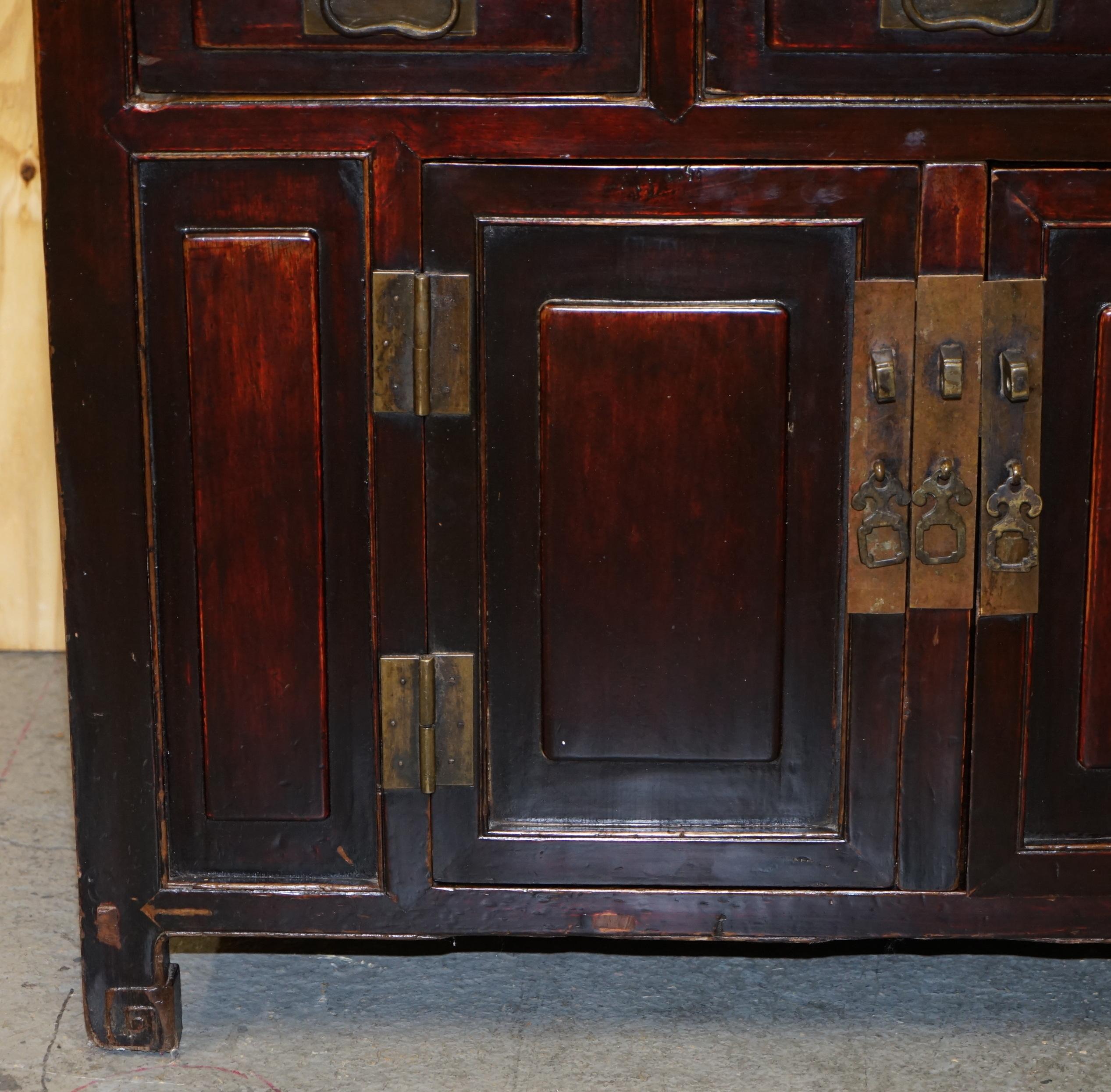 Vintage Chinese Cabinet Cupboard Sideboard Lacquered Carved and Detailed Piece 2