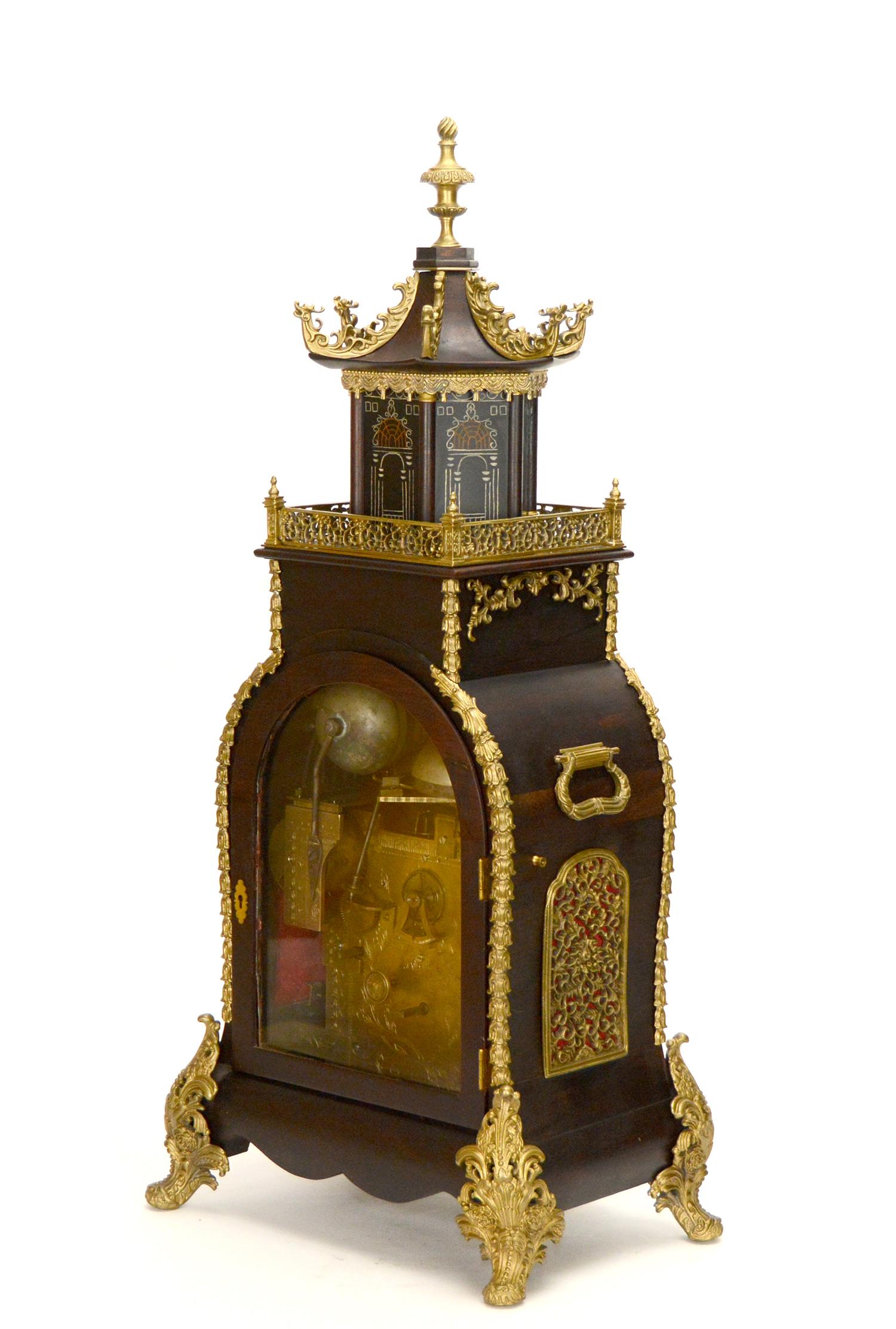 Vintage Chinese Canton Automaton Acrobat Musical Pagoda Waterfall Bracket Clock For Sale 4