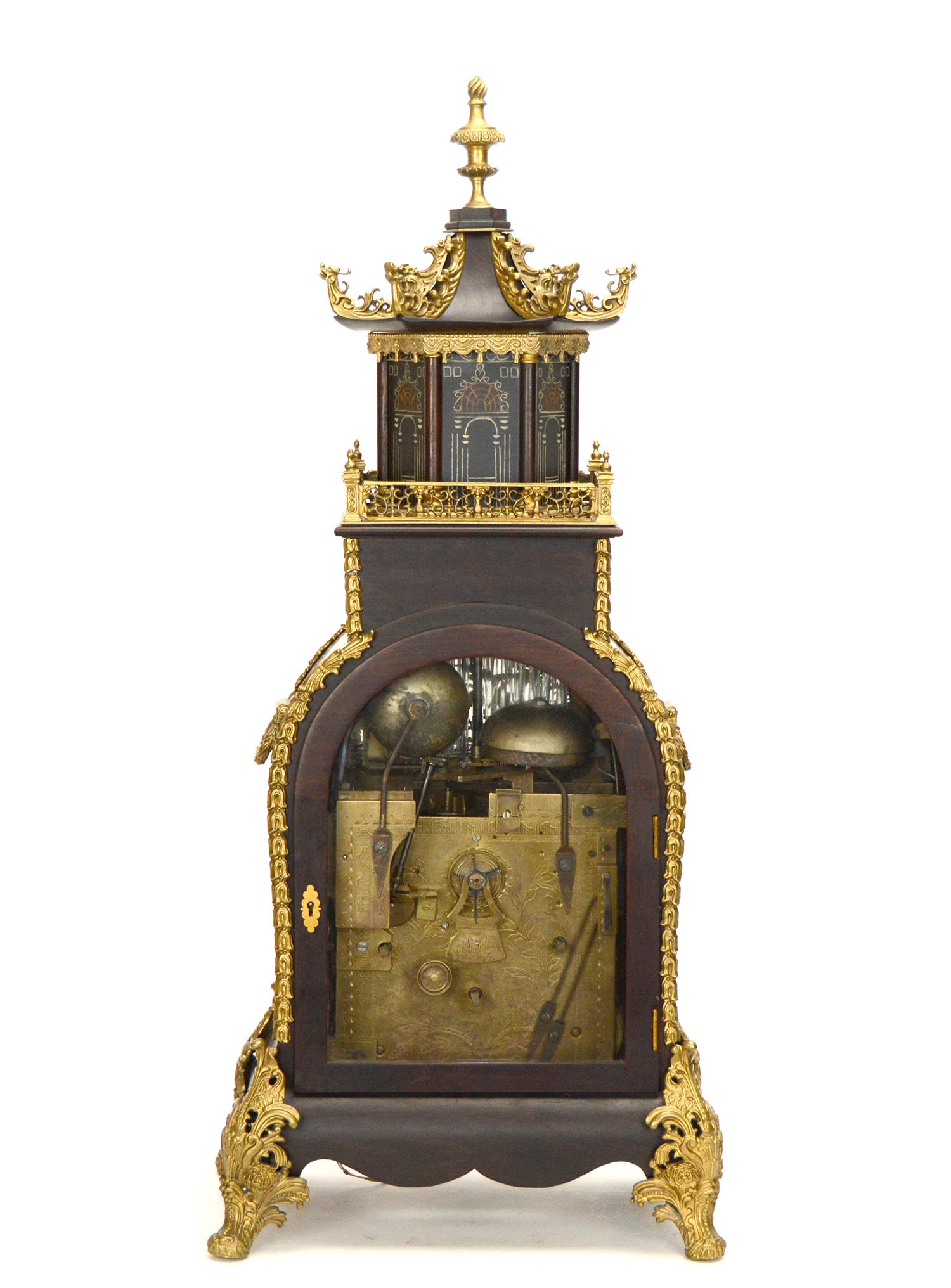 Vintage Chinese Canton Automaton Acrobat Musical Pagoda Waterfall Bracket Clock For Sale 3