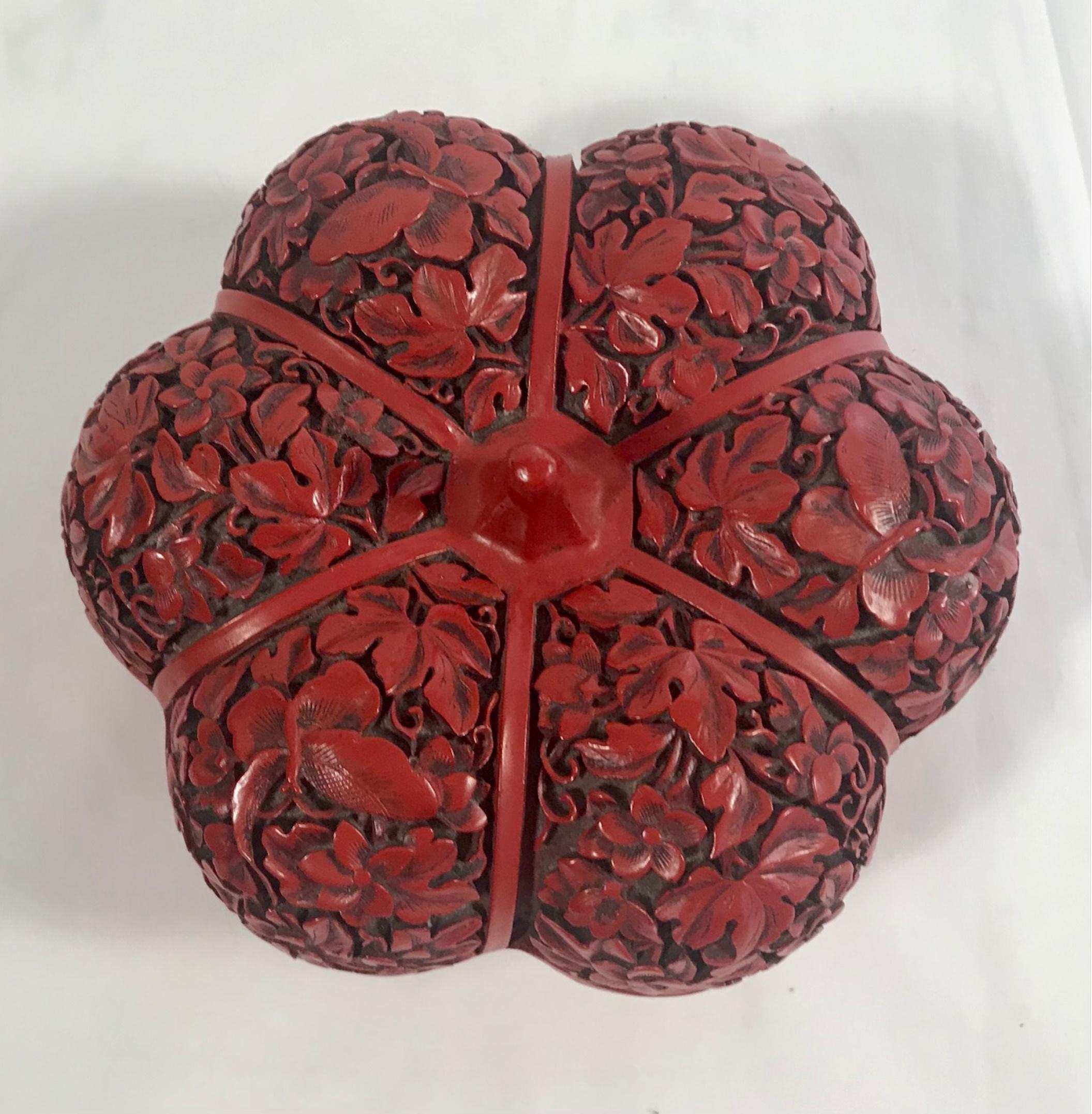 20th Century Vintage Chinese Carved Cinnabar Red Lacquer Box, Republic Period