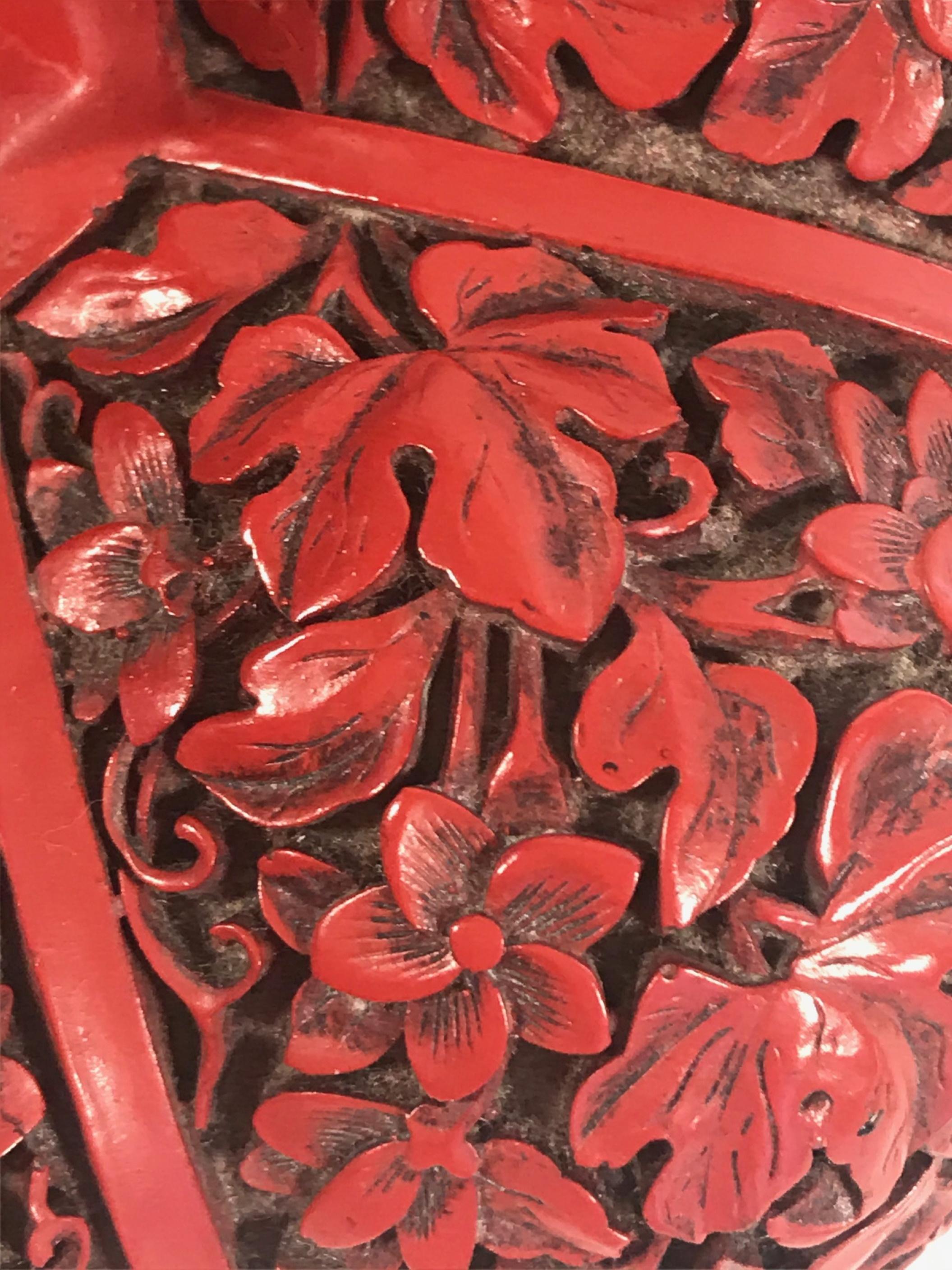 Vintage Chinese Carved Cinnabar Red Lacquer Box, Republic Period 2