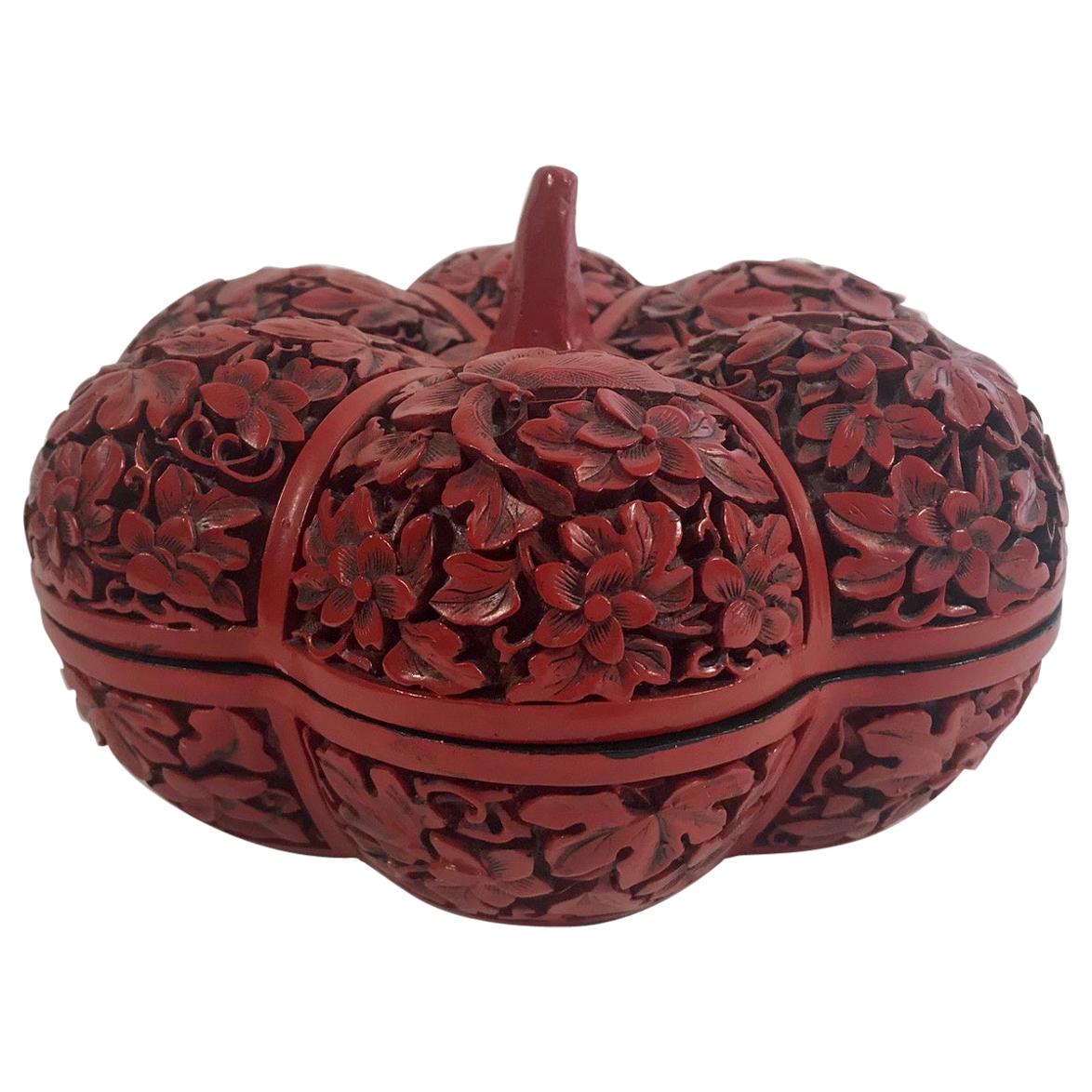 Vintage Chinese Carved Cinnabar Red Lacquer Box, Republic Period