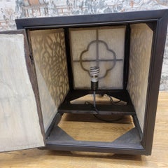Vintage Chinese Carved Decorative Elm Side Tables with Light - Pair