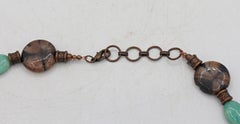 Vintage Chinese Carved Dragon Pendant & Copper Beads Necklace
