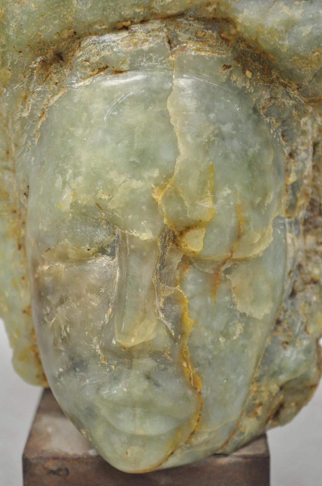 Cineserie Scultura d'epoca cinese in pietra ollare verde intagliata da 8