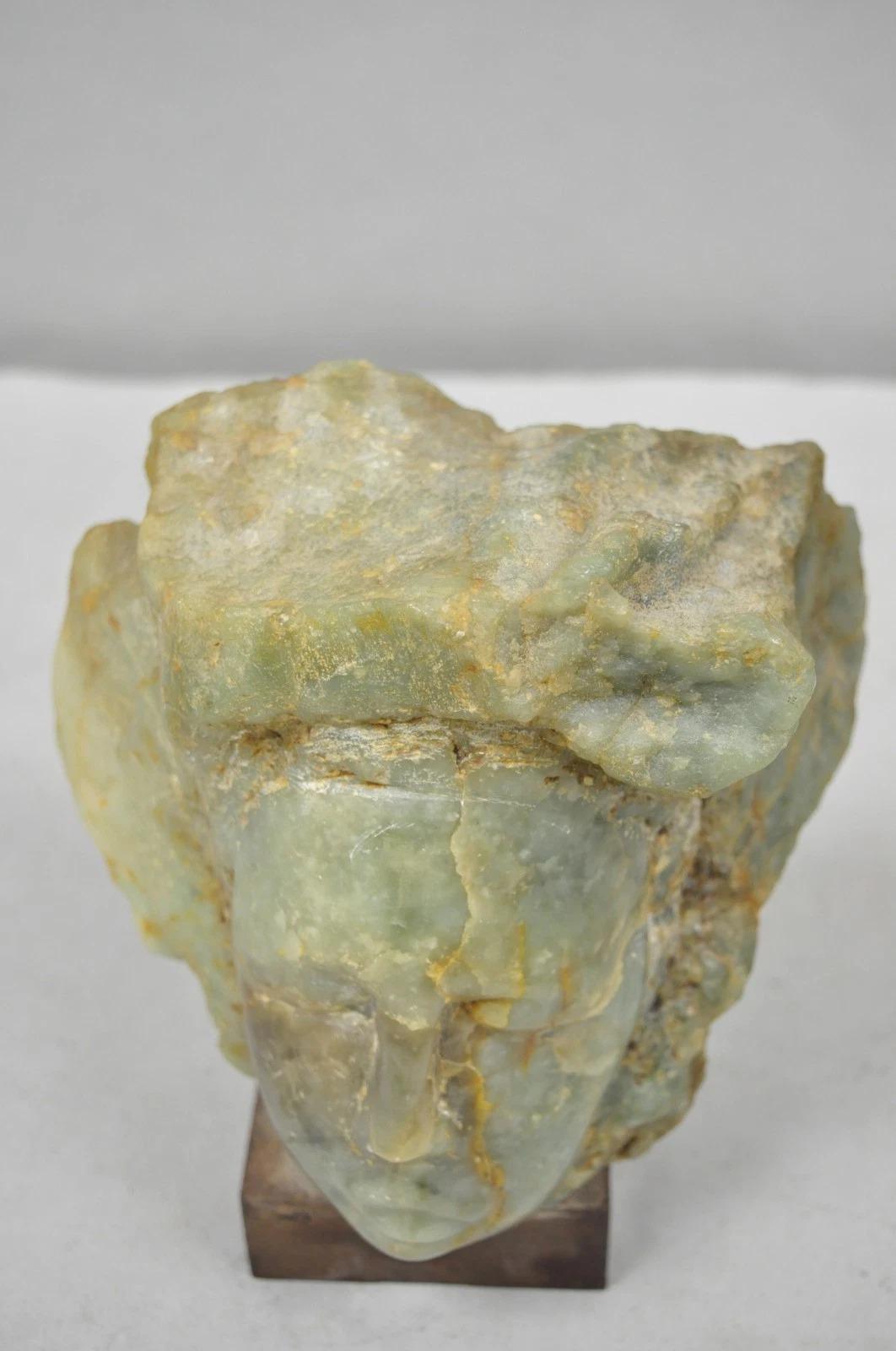 Saponaria Scultura d'epoca cinese in pietra ollare verde intagliata da 8