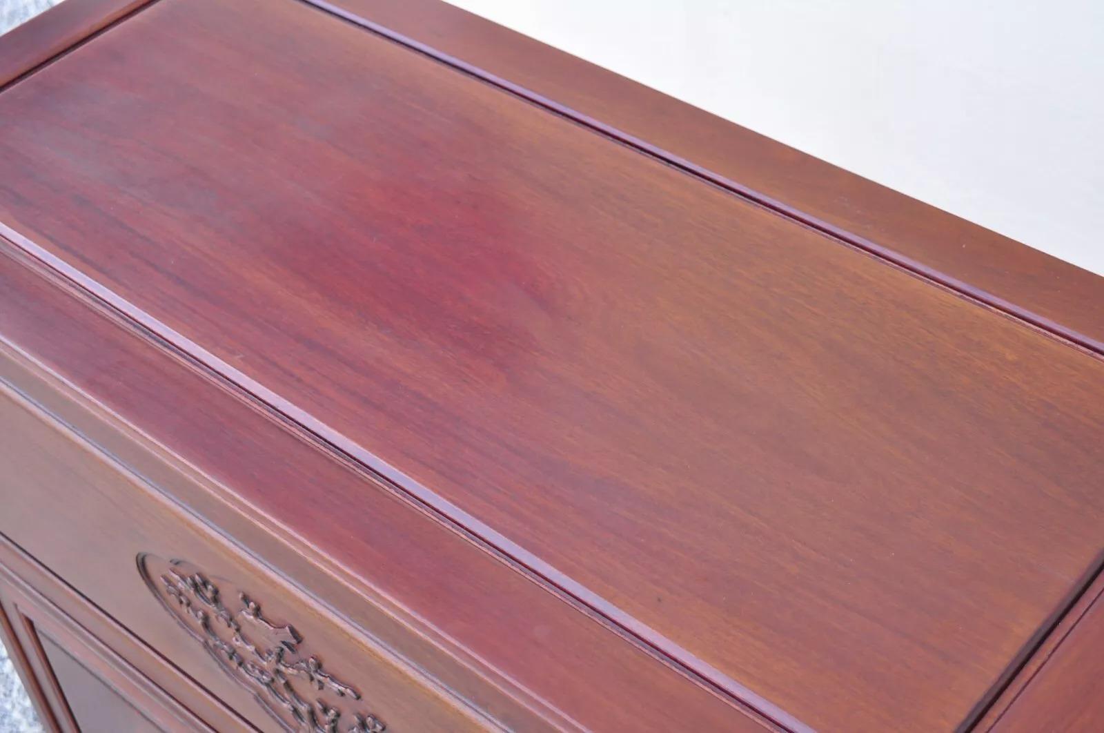 Miroir Console de bar à liqueur chinoise sculptée en bois dur avec miroirs en vente