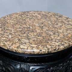 Vintage Chinese Carved Hardwood & Marble Center Table, Circa 1930