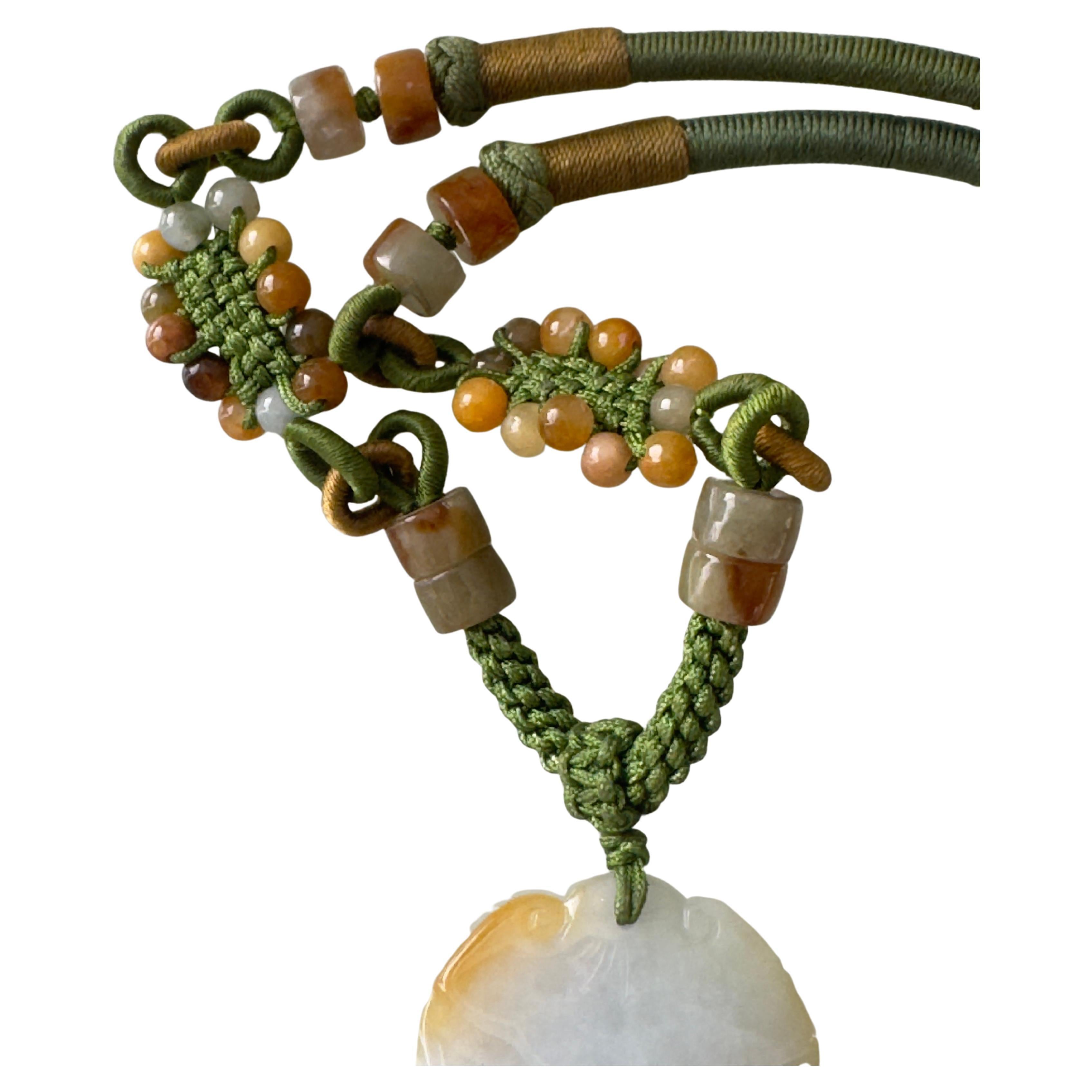 Vintage Chinese Jade Pendant With Dragon Horse In Excellent Condition For Sale In Lake Worth, FL