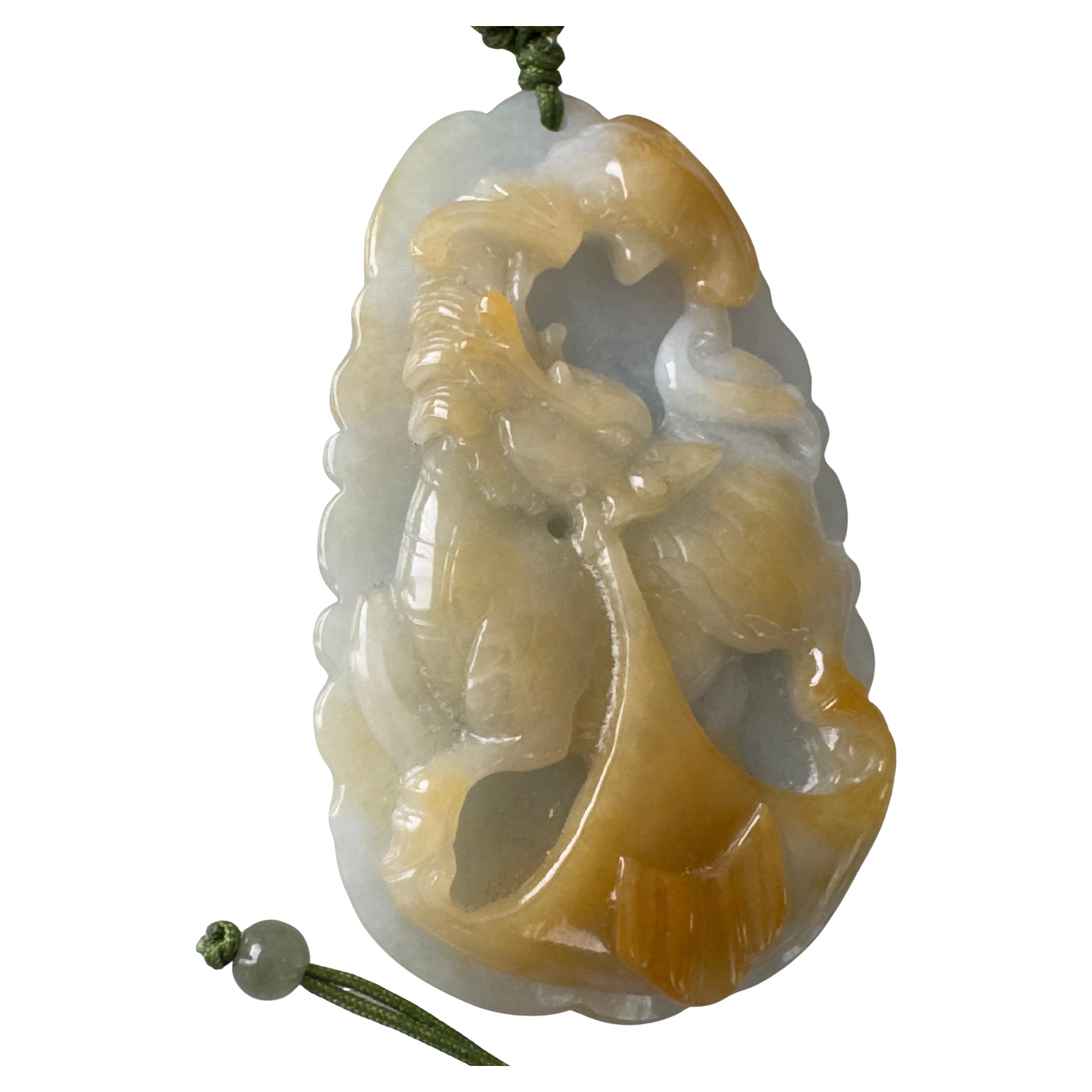 Vintage Chinese Jade Pendant With Dragon Horse For Sale 1