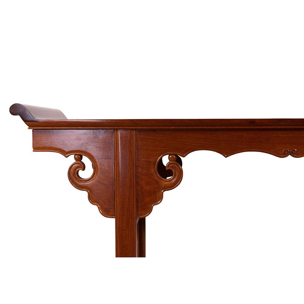 Chinese Export Vintage Chinese Carved Rosewood Altar Table, Console, Sofa Table For Sale