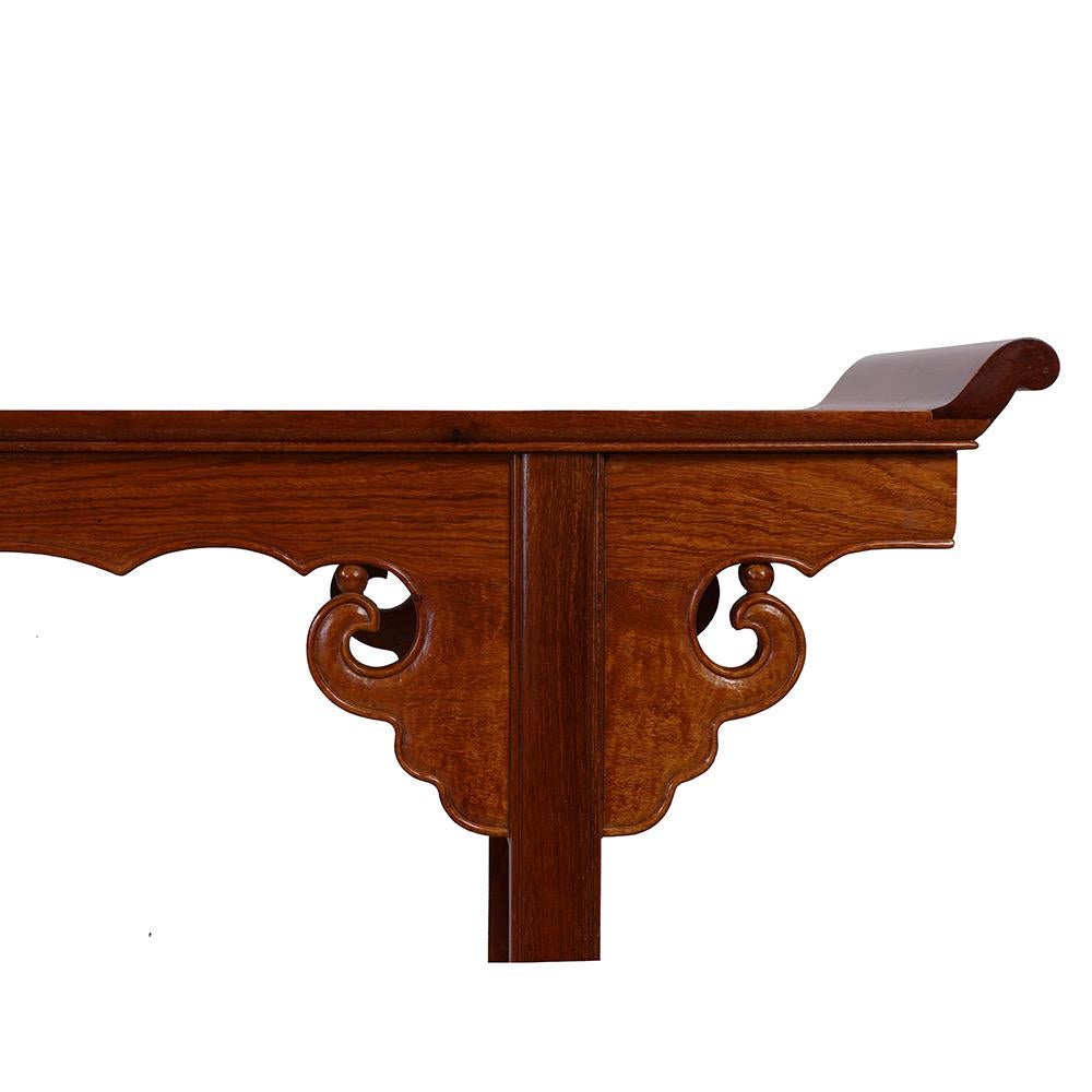 Vintage Chinese Carved Rosewood Altar Table, Console, Sofa Table In Fair Condition For Sale In Pomona, CA