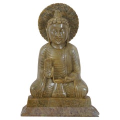 Vintage Chinese Carved Soapstone Buddha Figurine Mahatma Gautama 11"