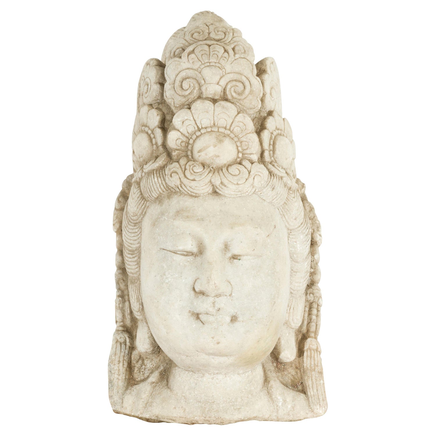 Chinese Vintage Carved Stone Bust of Guanyin, Bodhisattva of Compassion For  Sale at 1stDibs | china stone bust sculpture