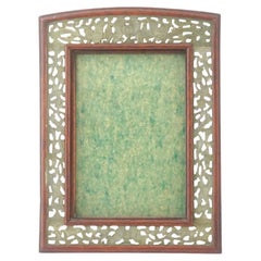 Vintage Chinese Carved Wood And Jade Picture Frame