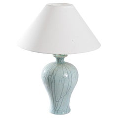 Vintage Chinese Celadon Crackle Ceramic Vase Table Lamp