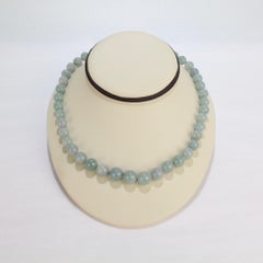 Vintage Chinese Celadon Jade Beaded Hand Knotted Necklace