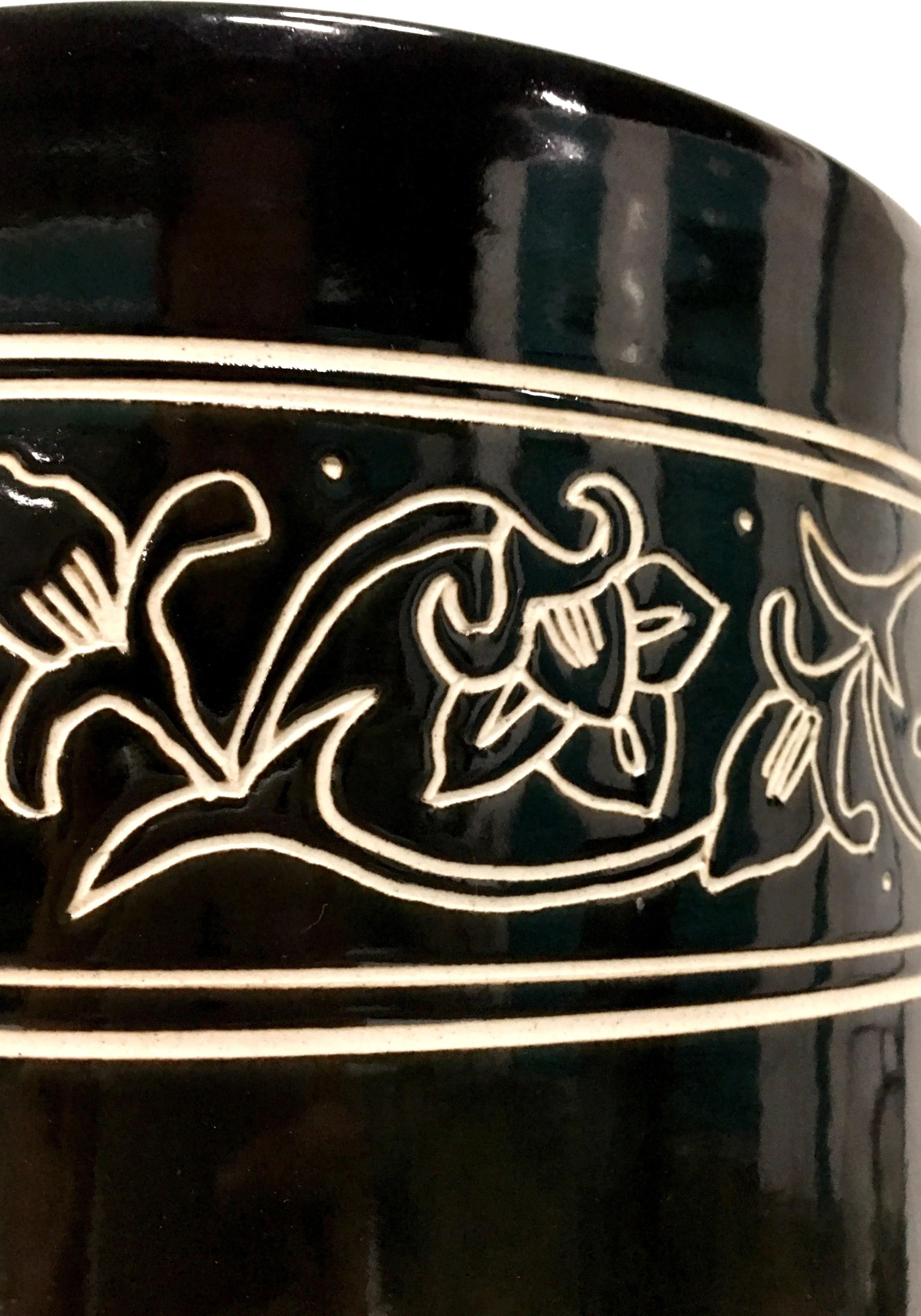 Mid-20th Century Chinese Ceramic Calligraphy Tall Umbrella Stand Vase 4