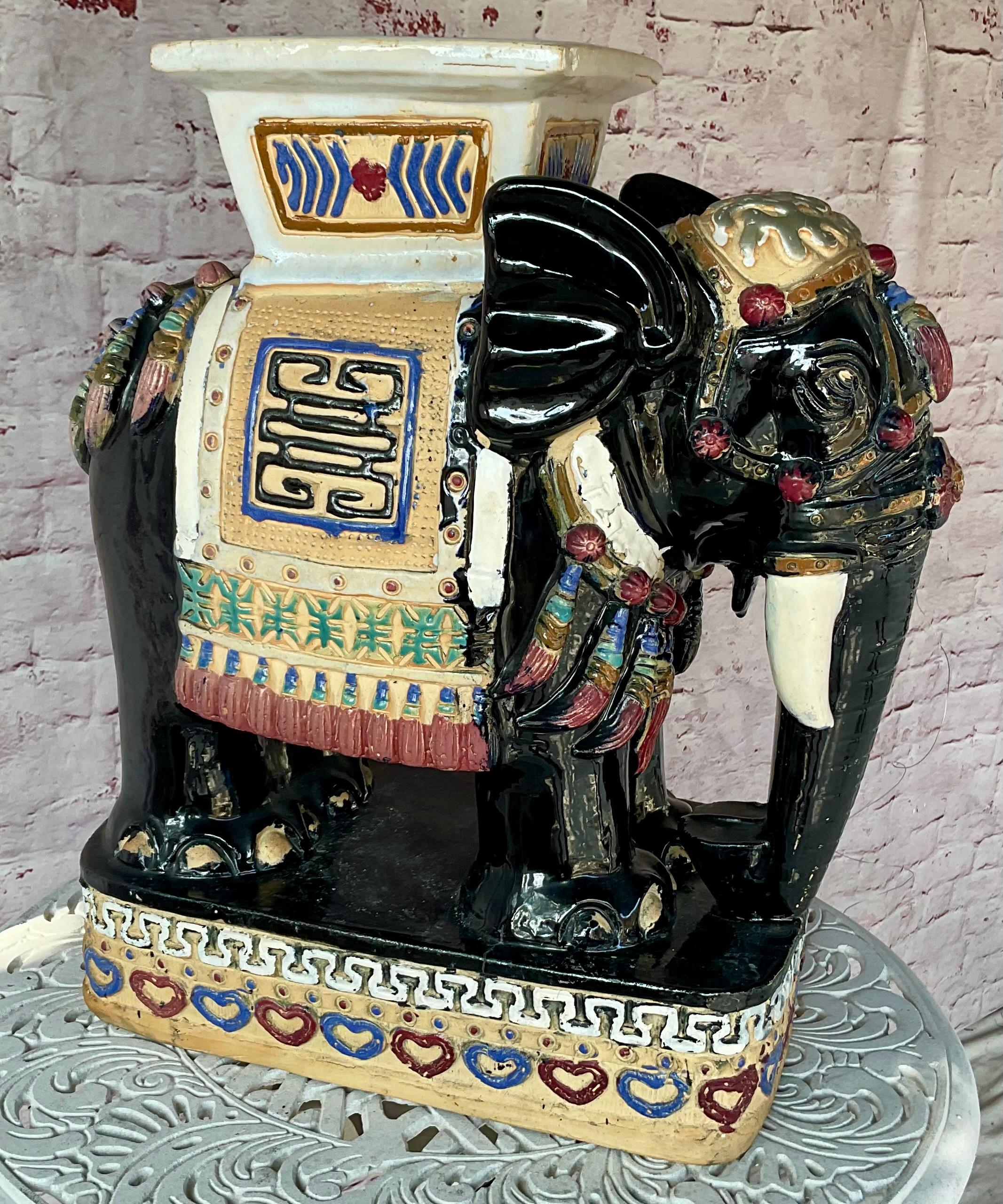 Cinese Sgabello da giardino Elefante cinese d'epoca in ceramica in vendita