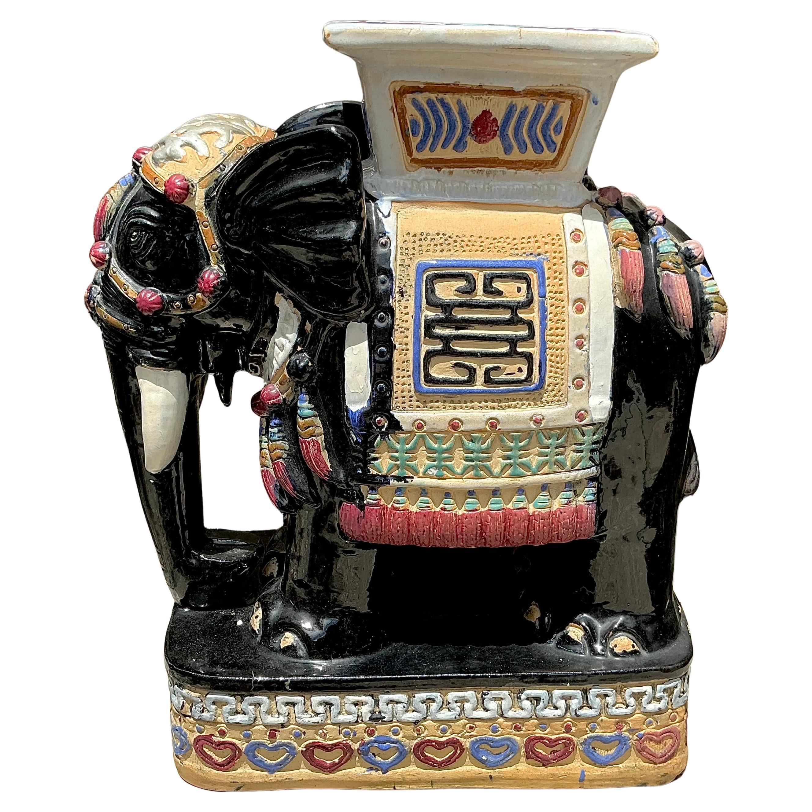 Taburete de jardín de cerámica china vintage con forma de elefante