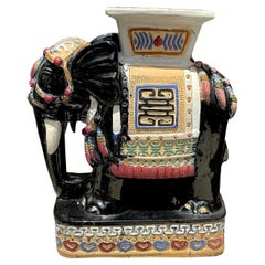 Sgabello da giardino Elefante cinese d'epoca in ceramica