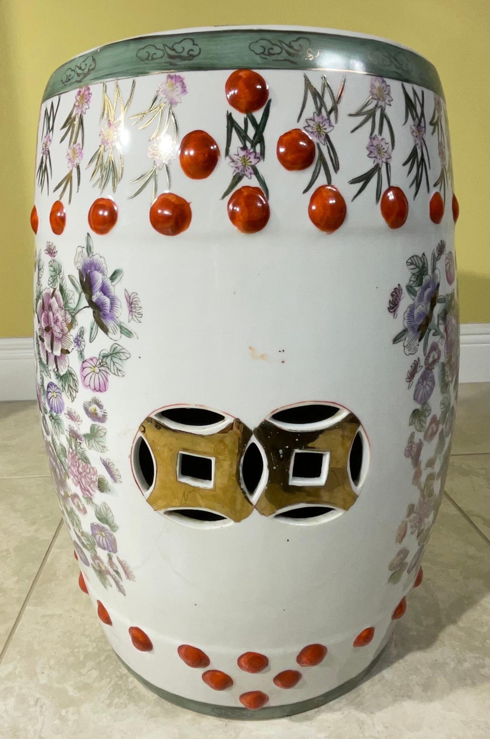 Vintage Chinese Ceramic Garden Stool For Sale 5