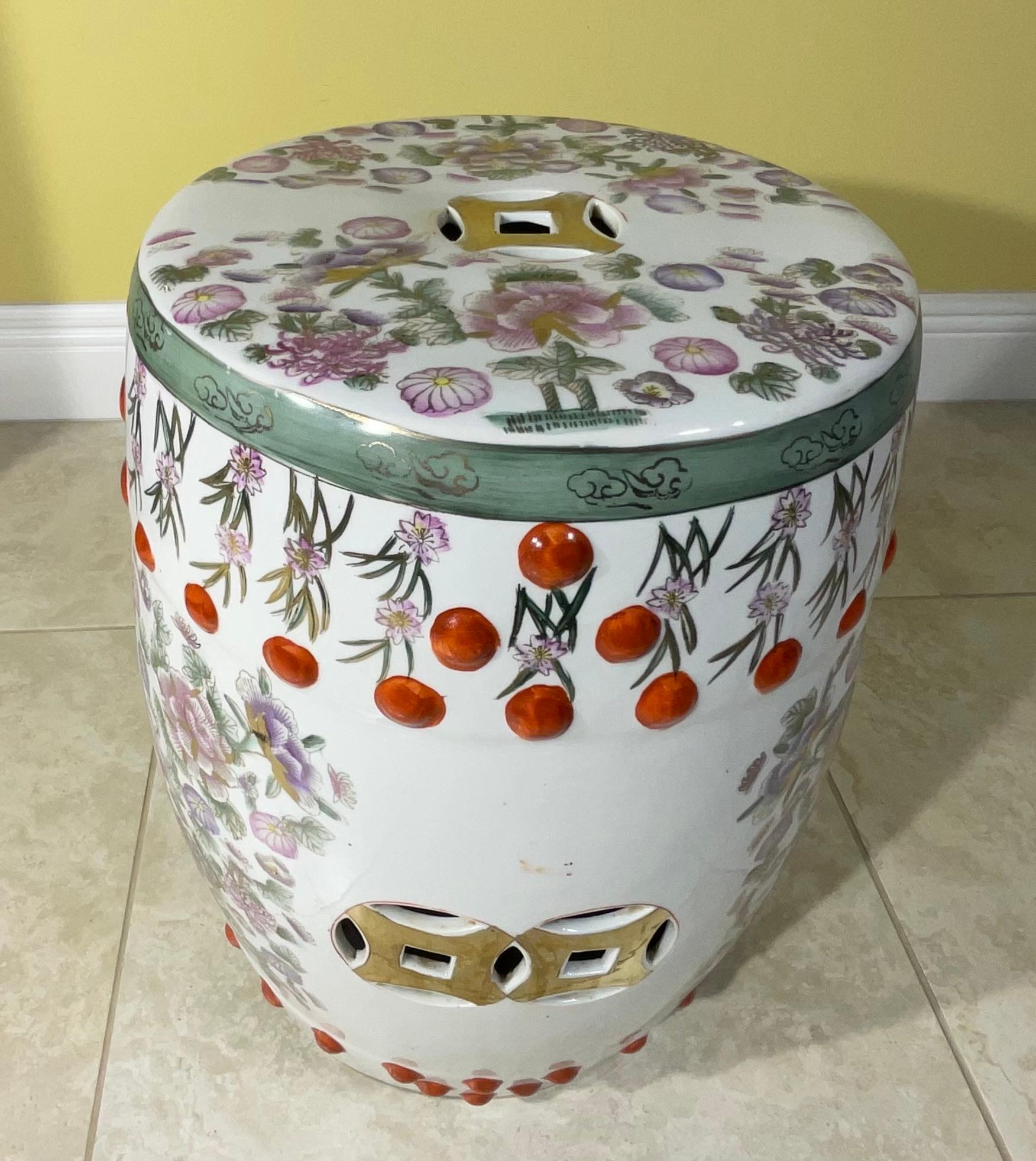 Vintage Chinese Ceramic Garden Stool For Sale 6