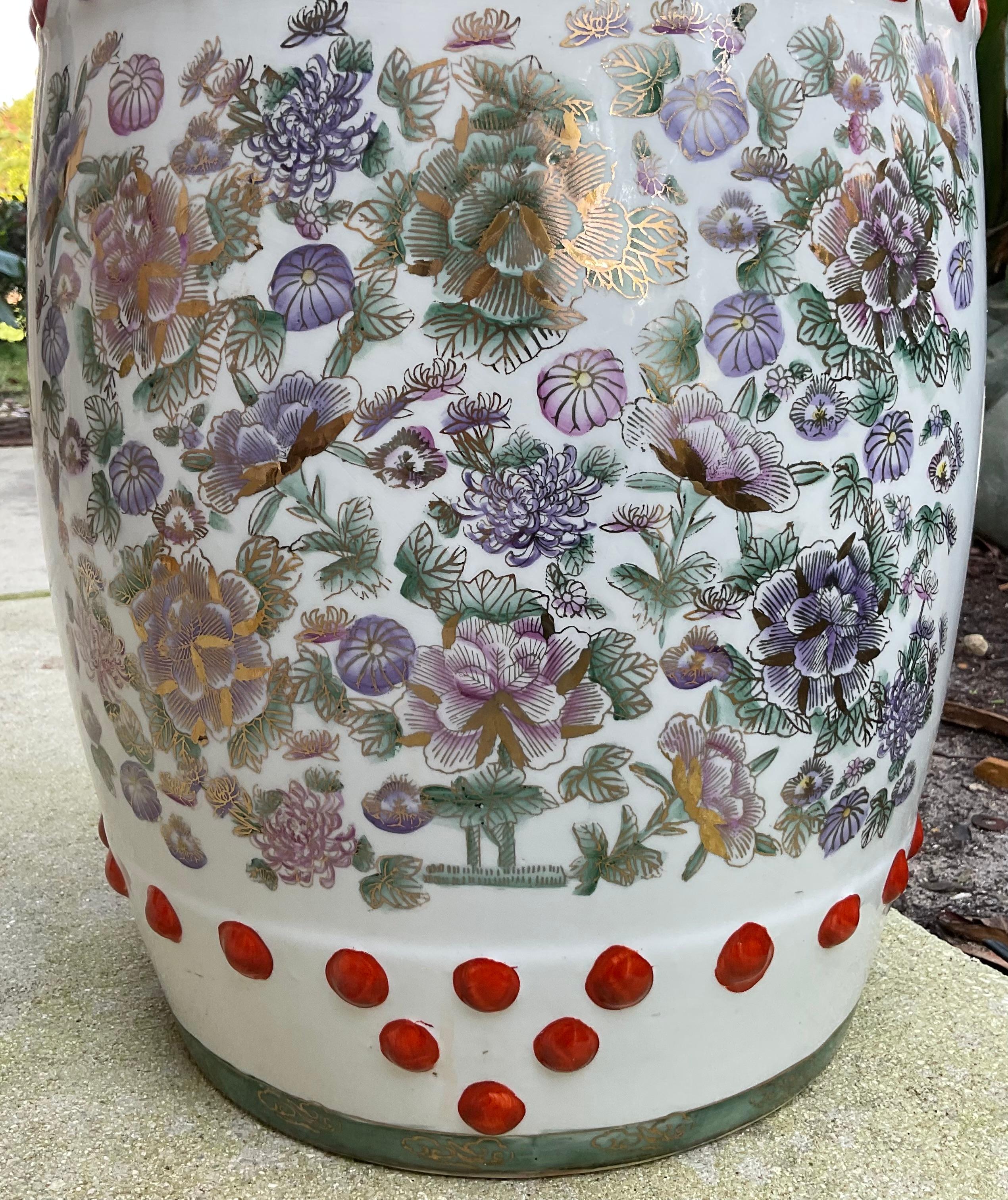 Vintage Chinese Ceramic Garden Stool In Good Condition For Sale In Delray Beach, FL