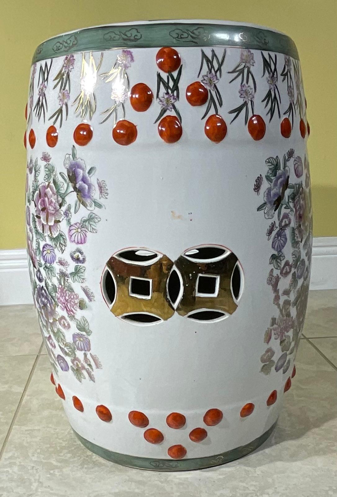 Vintage Chinese Ceramic Garden Stool For Sale 4