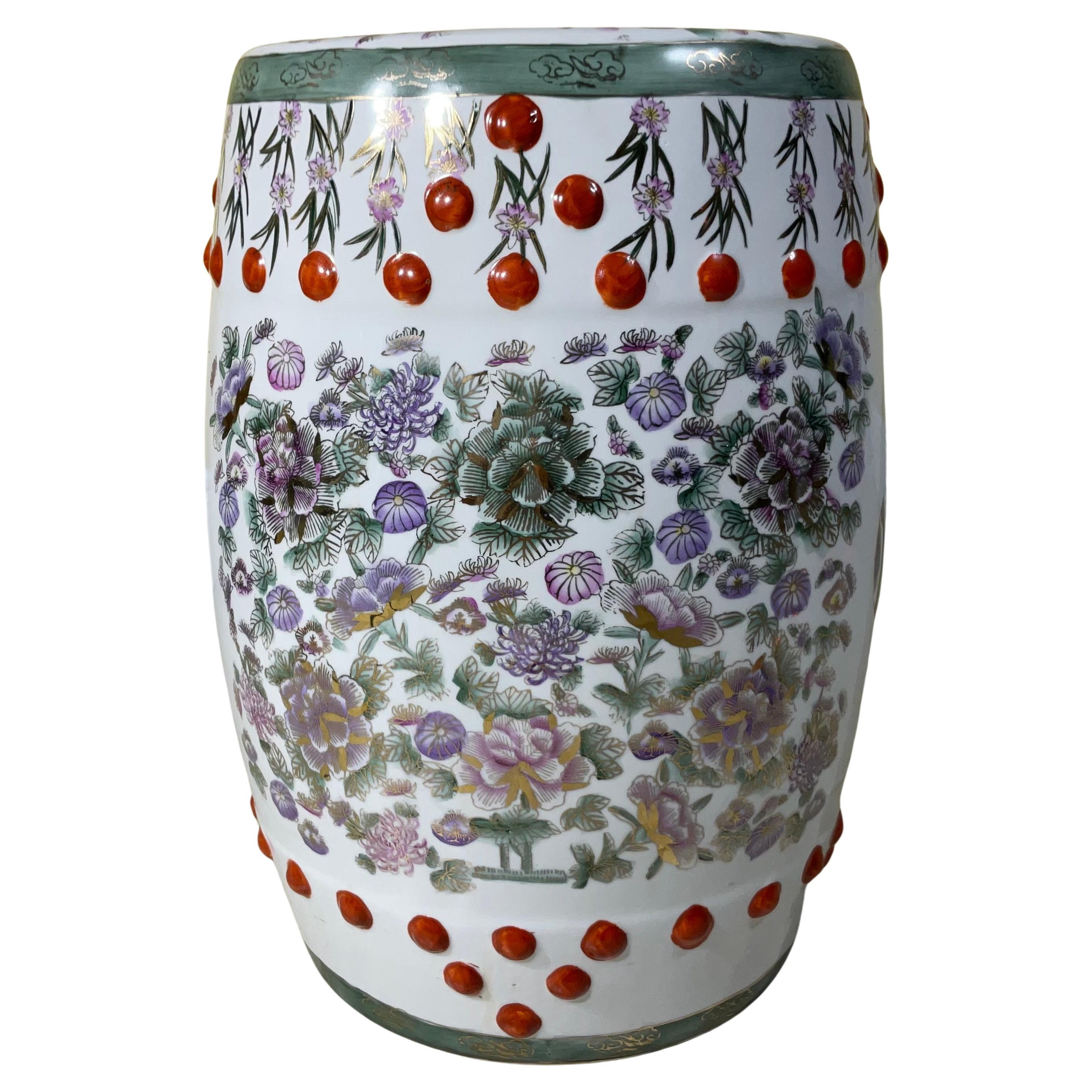Chinesischer Gartenhocker aus Keramik im Vintage-Stil