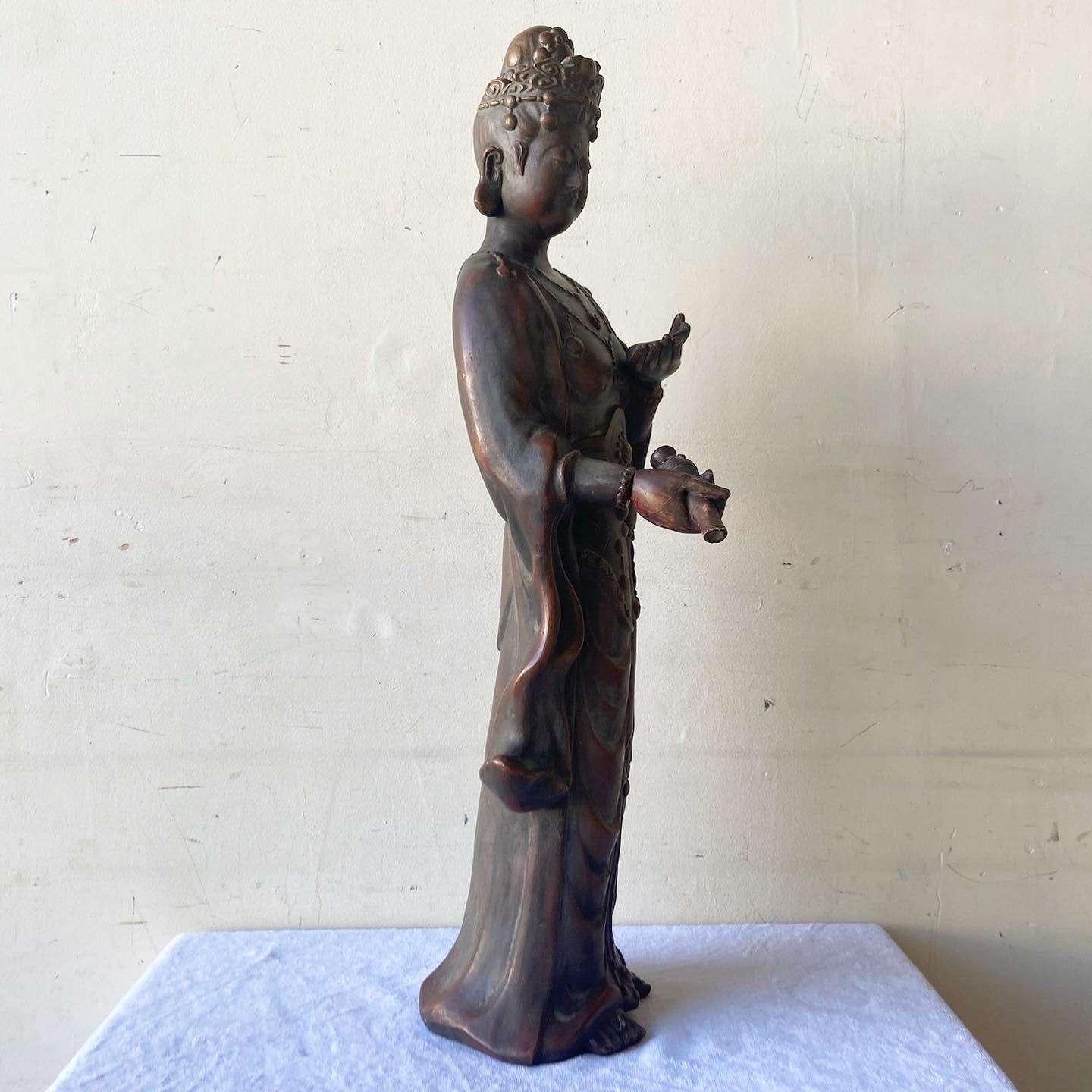 Vintage Chinese Ceramic Kwan-Yin Bodhisattva Sculpture For Sale 2