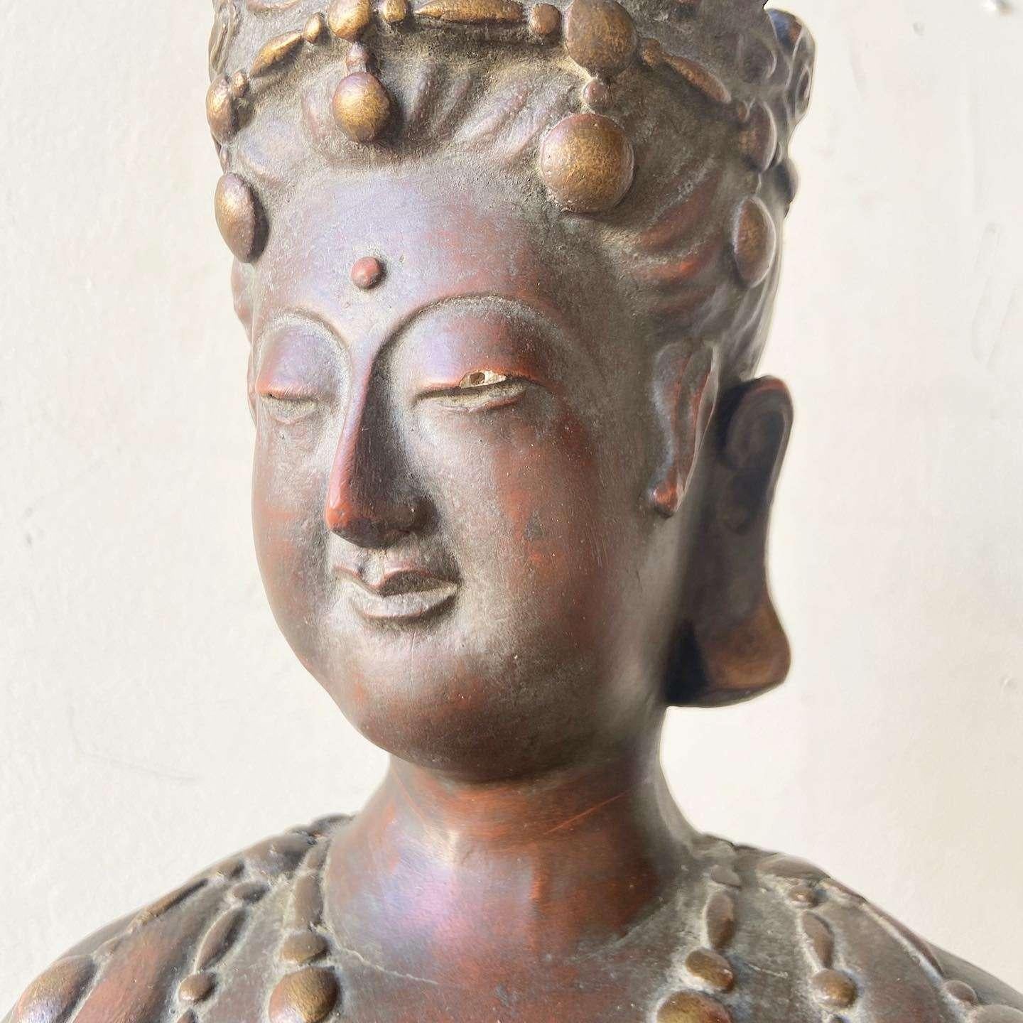 Vintage Chinese Ceramic Kwan-Yin Bodhisattva Sculpture For Sale 4