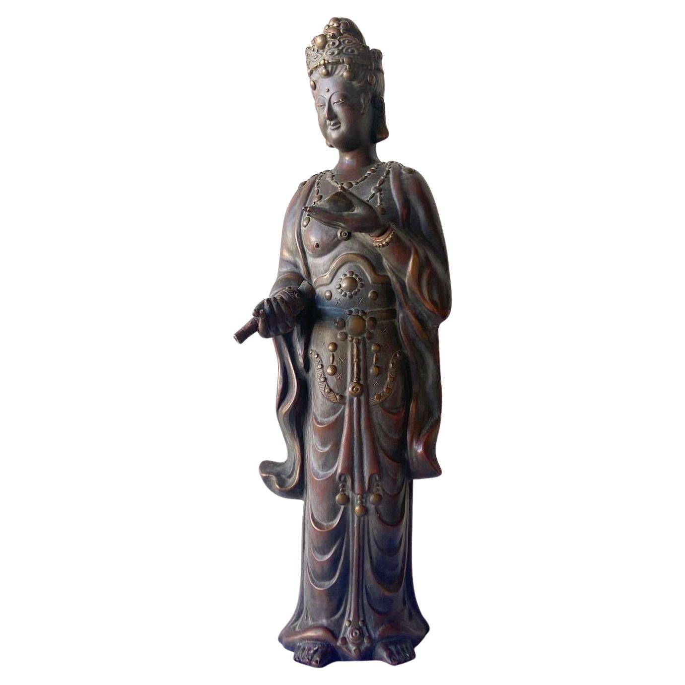 Vintage Chinese Ceramic Kwan-Yin Bodhisattva Sculpture For Sale