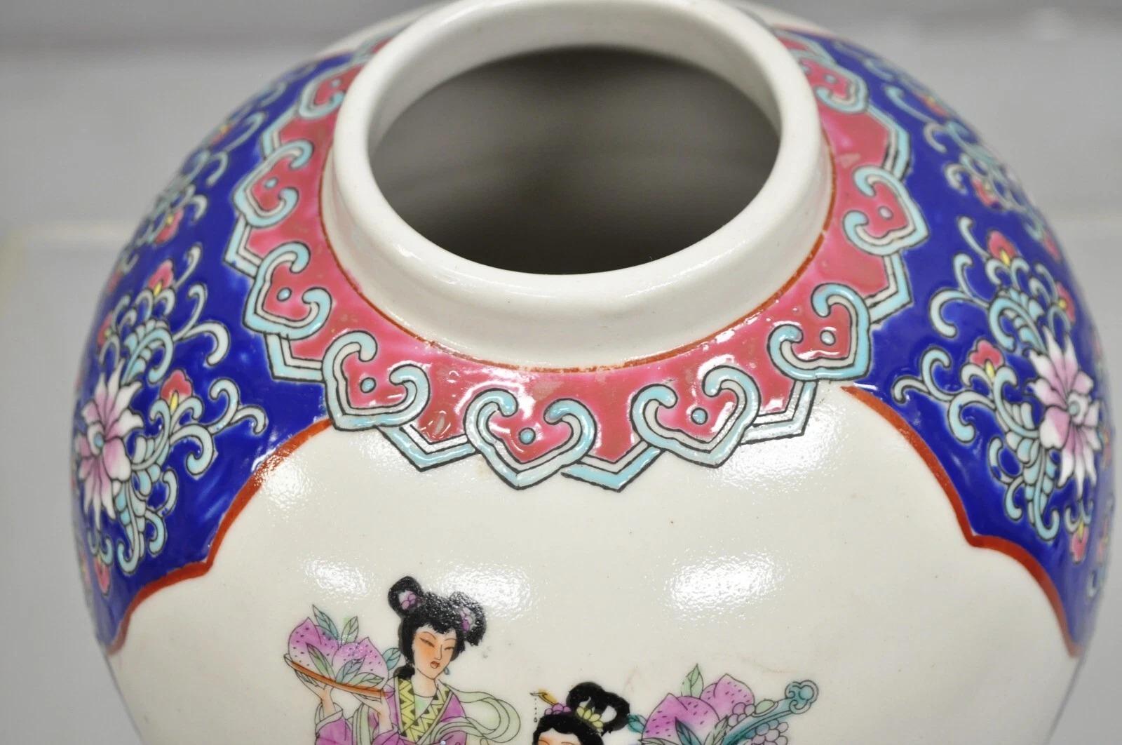 Sconosciuto Vaso bulboso orientale in ceramica porcellana cinese d'epoca da 9