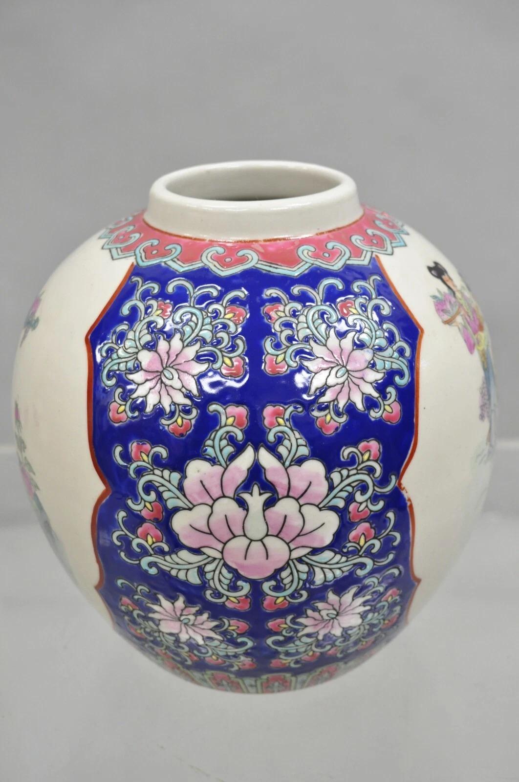 Vaso bulboso orientale in ceramica porcellana cinese d'epoca da 9