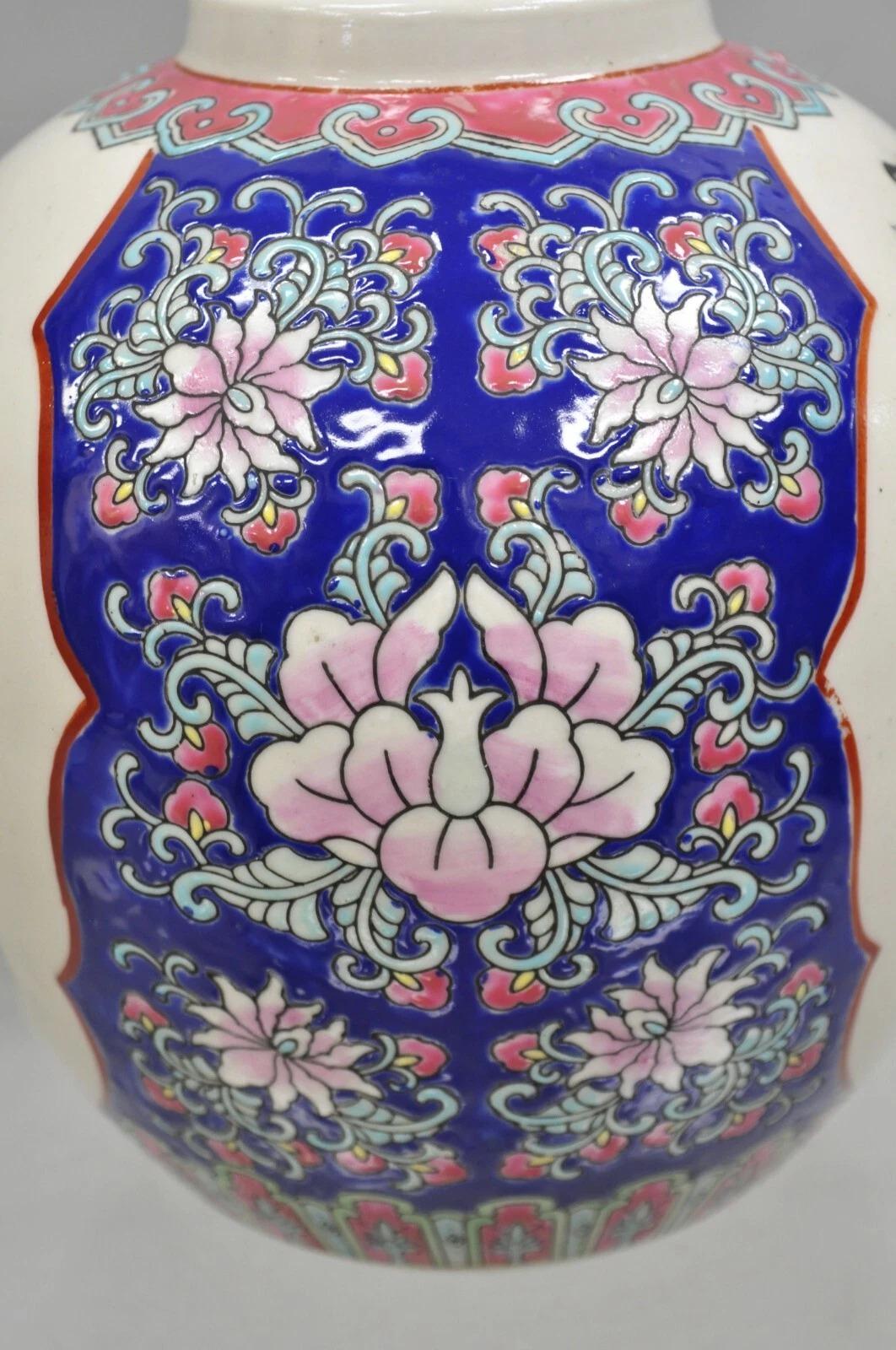 XX secolo Vaso bulboso orientale in ceramica porcellana cinese d'epoca da 9