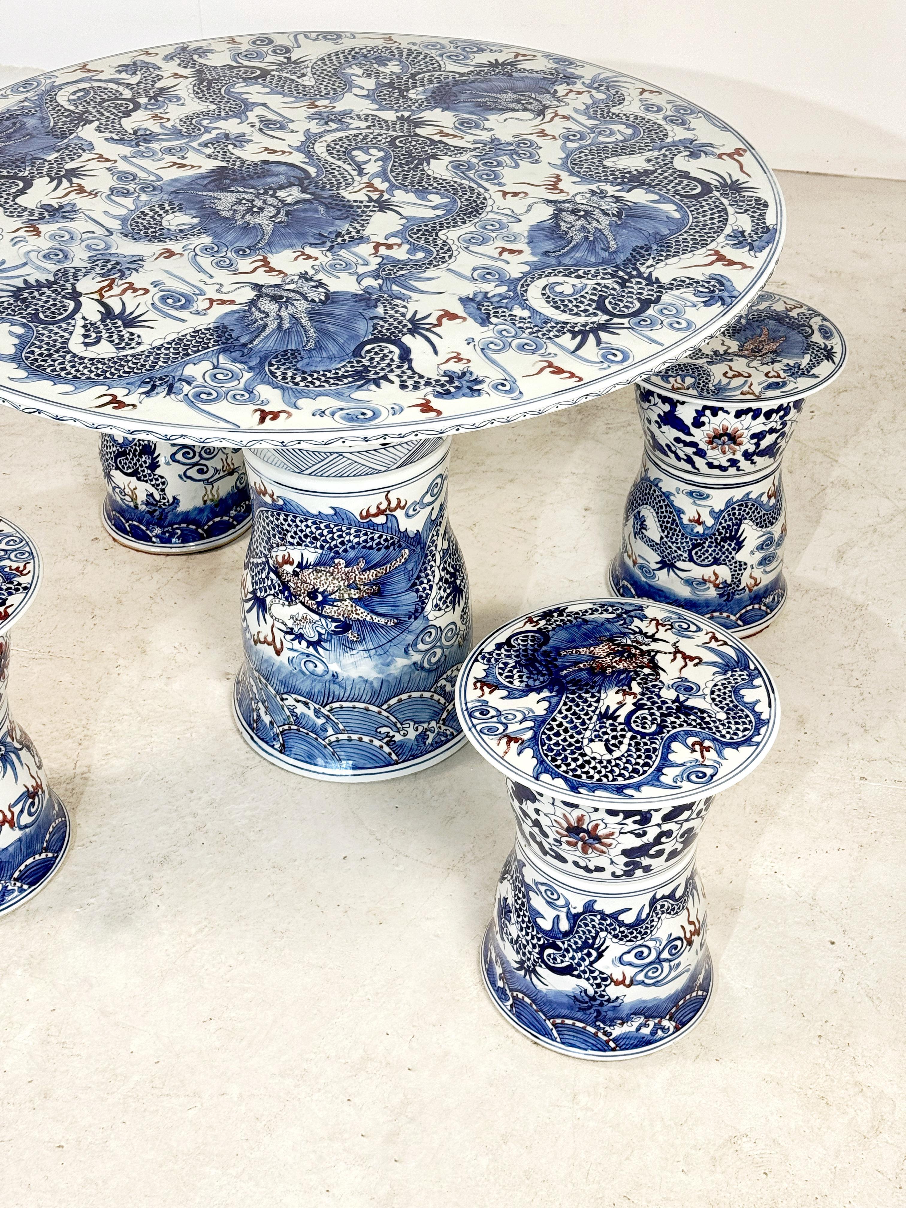 Asian Vintage Chinese Ceramic Table Set For Sale
