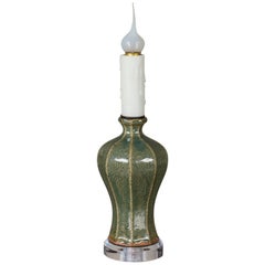 Vintage Chinese Ceramic Vase Lamp China circa 1940 Lucite Base