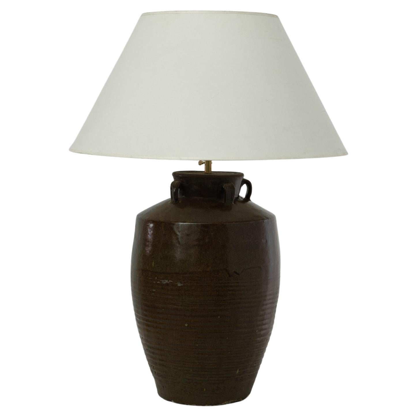 Vintage Chinese Ceramic Vase Table Lamp For Sale at 1stDibs