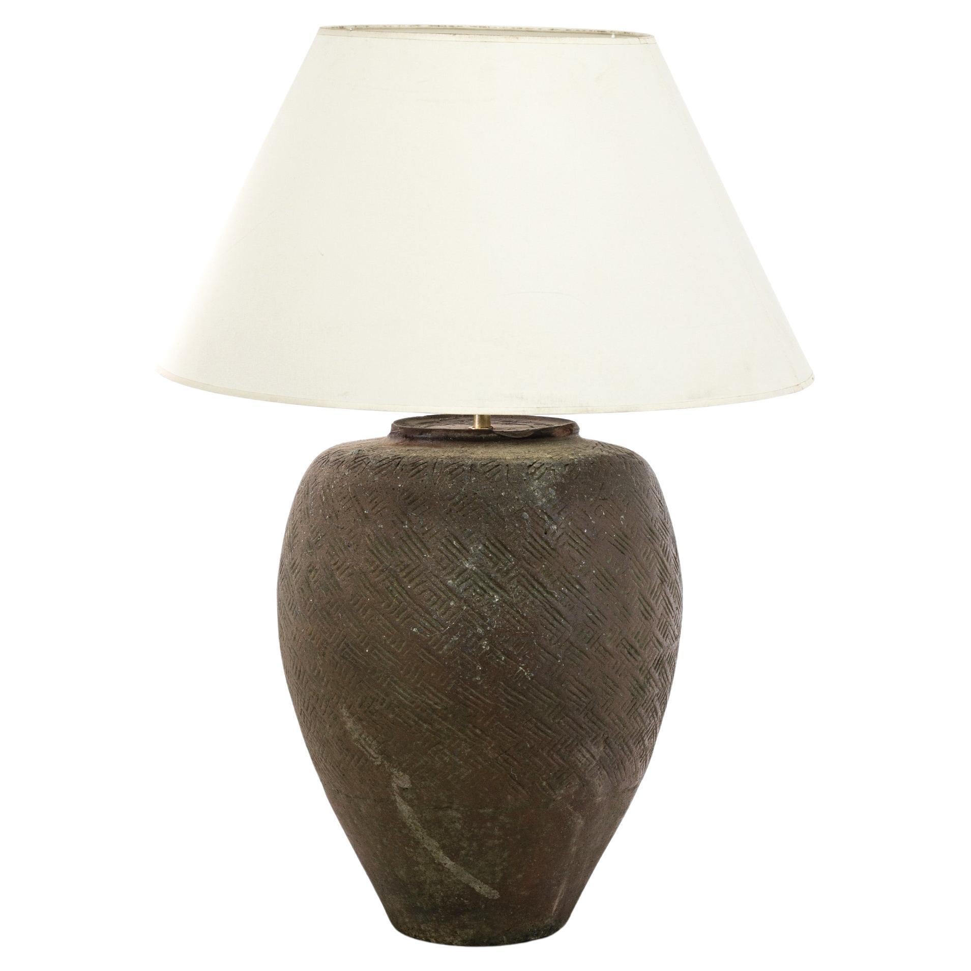 Vintage Chinese Ceramic Vase Table Lamp For Sale at 1stDibs