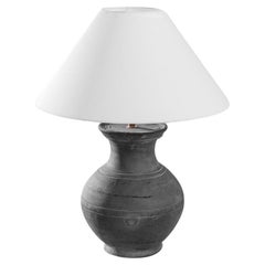 Vintage Chinese Charcoal Ceramic Vase Table Lamp