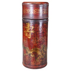 Vintage Chinese Chien Tung Fortune Telling Sticks Red Lacquer Case Instructions