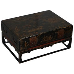 Vintage Chinese Chinoiserie Hand Painted Luggage Coffee Table Lots Storage Space