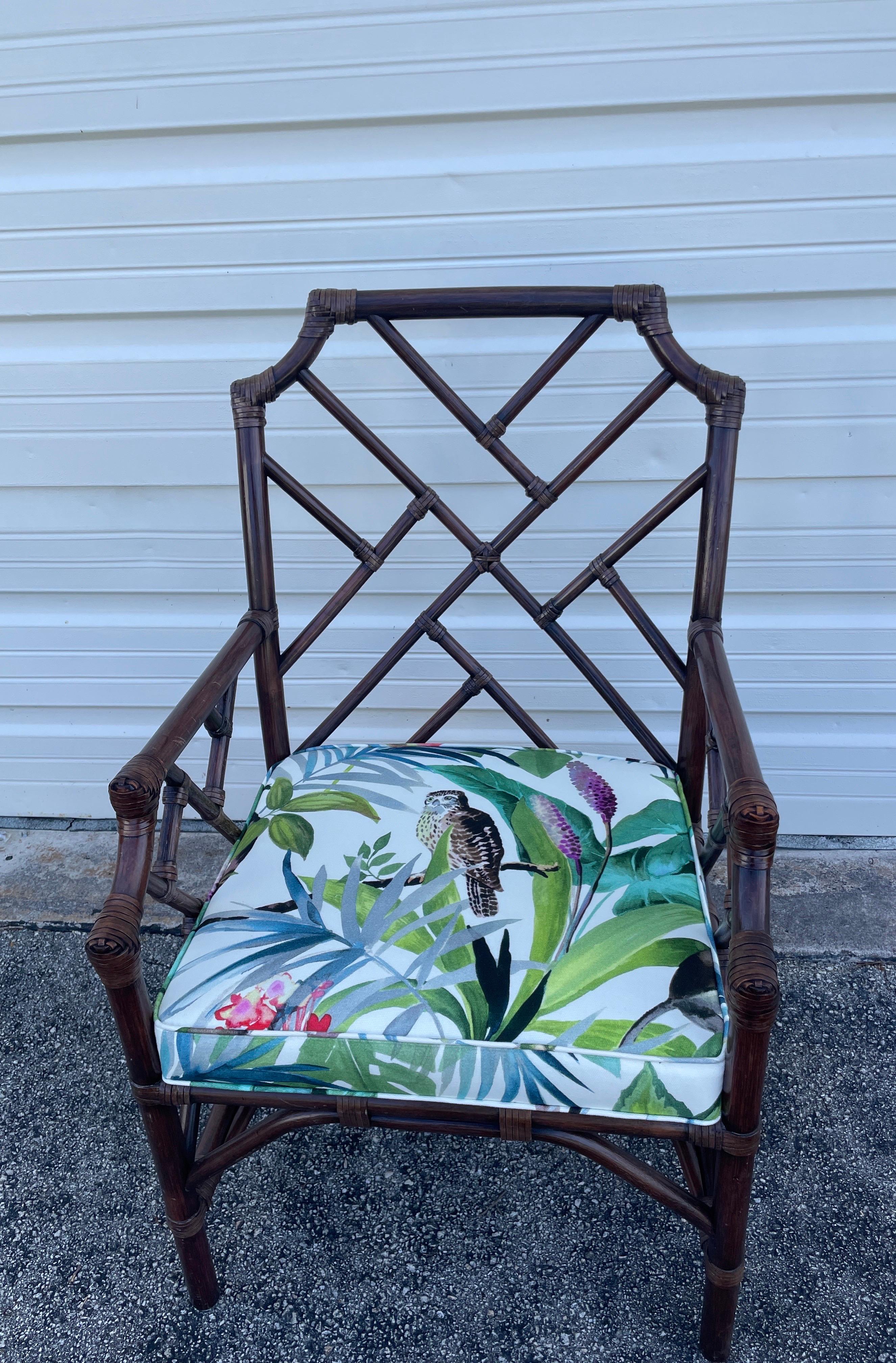 Vintage Chinese Chippendale Bamboo Armchair For Sale 2