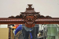 Vintage Chinese Chippendale Carved Mahogany Pagoda Frame Large Wall Mirror