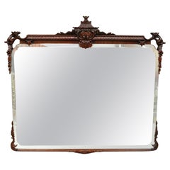 Specchio da parete vintage cinese Chippendale intagliato in mogano Pagoda grande