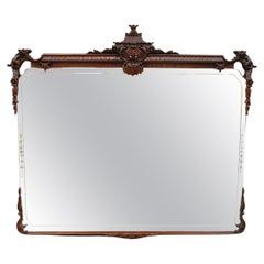 Espejo de pared vintage chino Chippendale tallado en caoba Pagoda grande