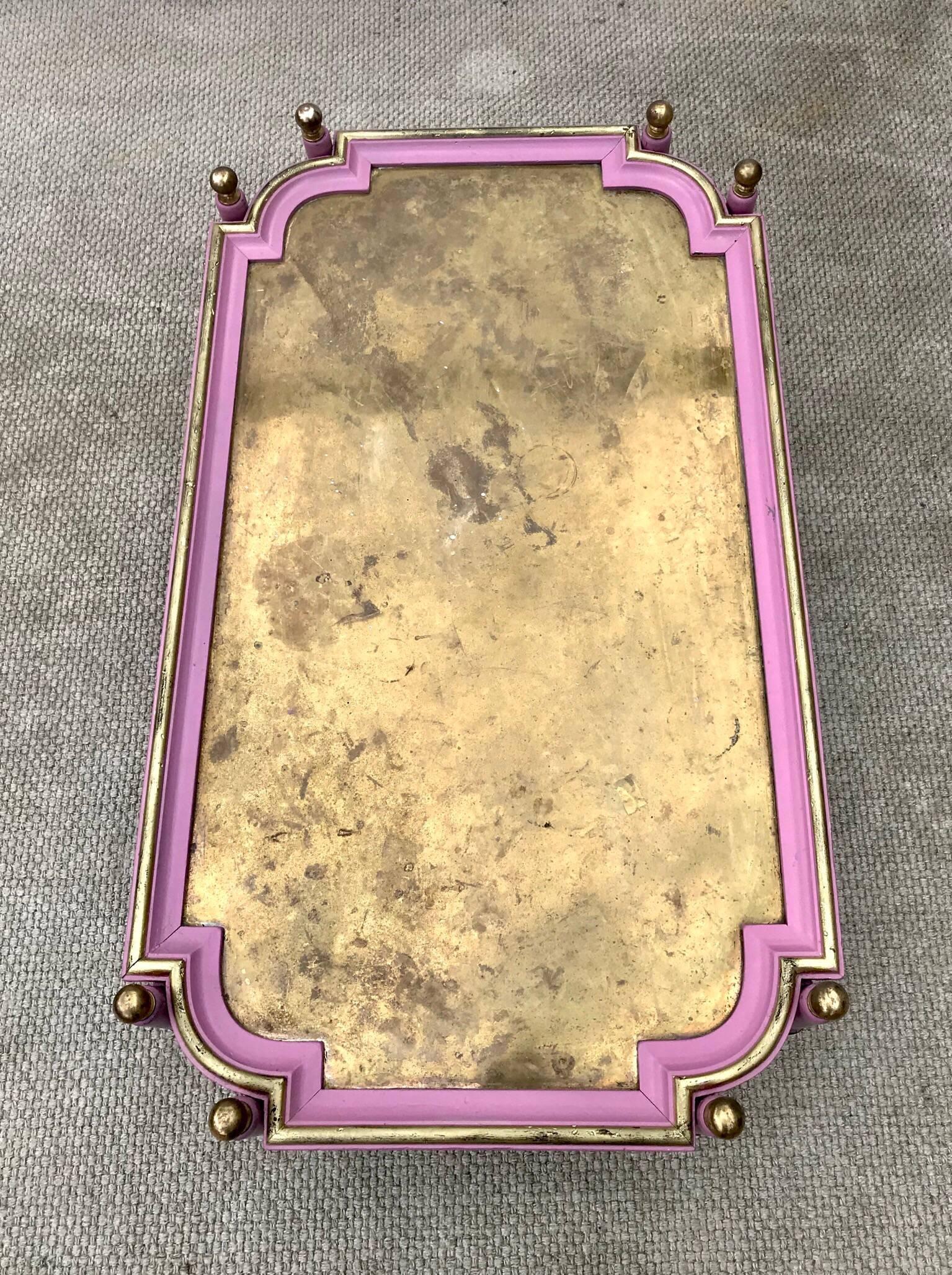 Vintage Chinese Chippendale Coffee Table in Pink and Gold 1