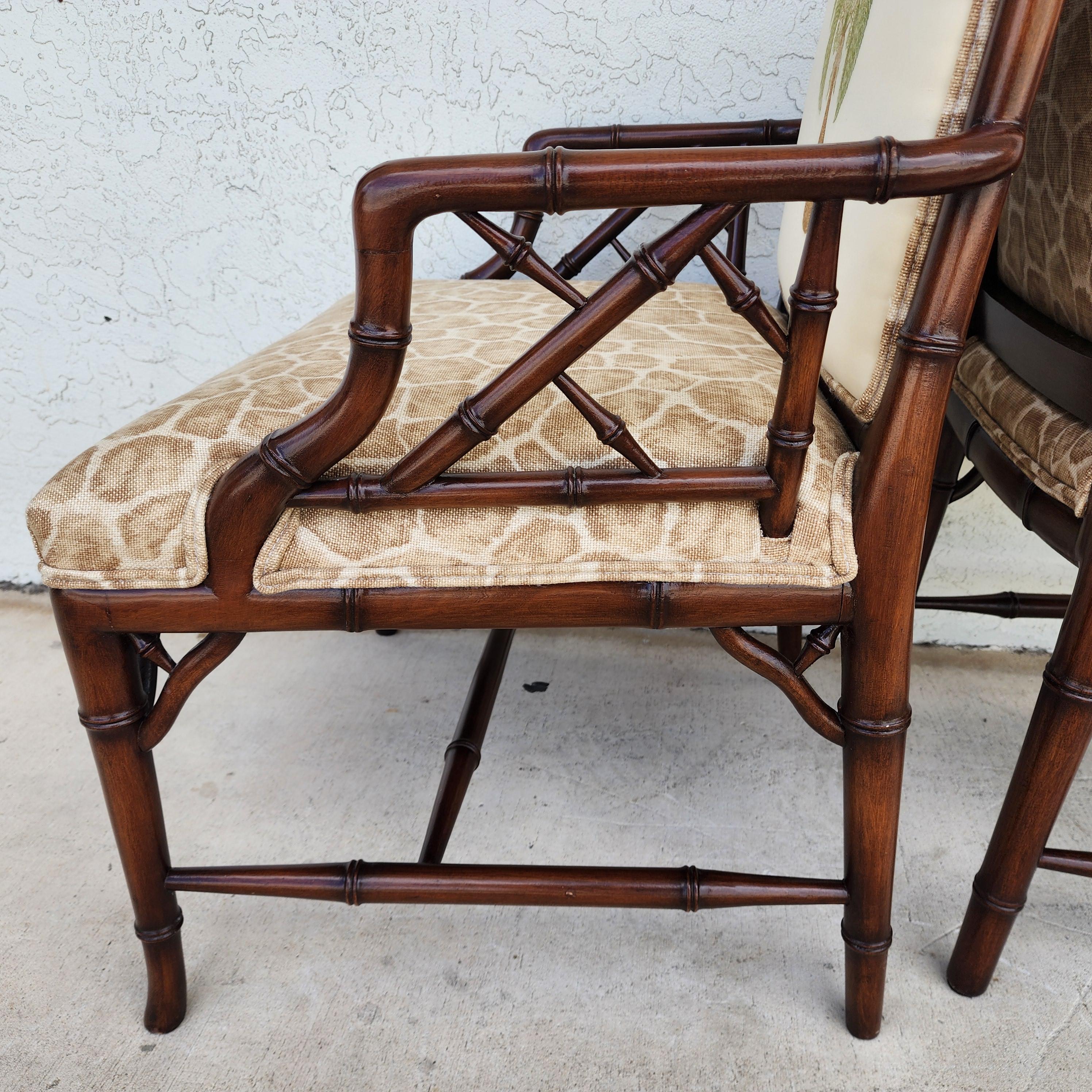 Vintage Chinese Chippendale Esszimmerstühle Bambus Satz von 8 (Ende des 20. Jahrhunderts) im Angebot
